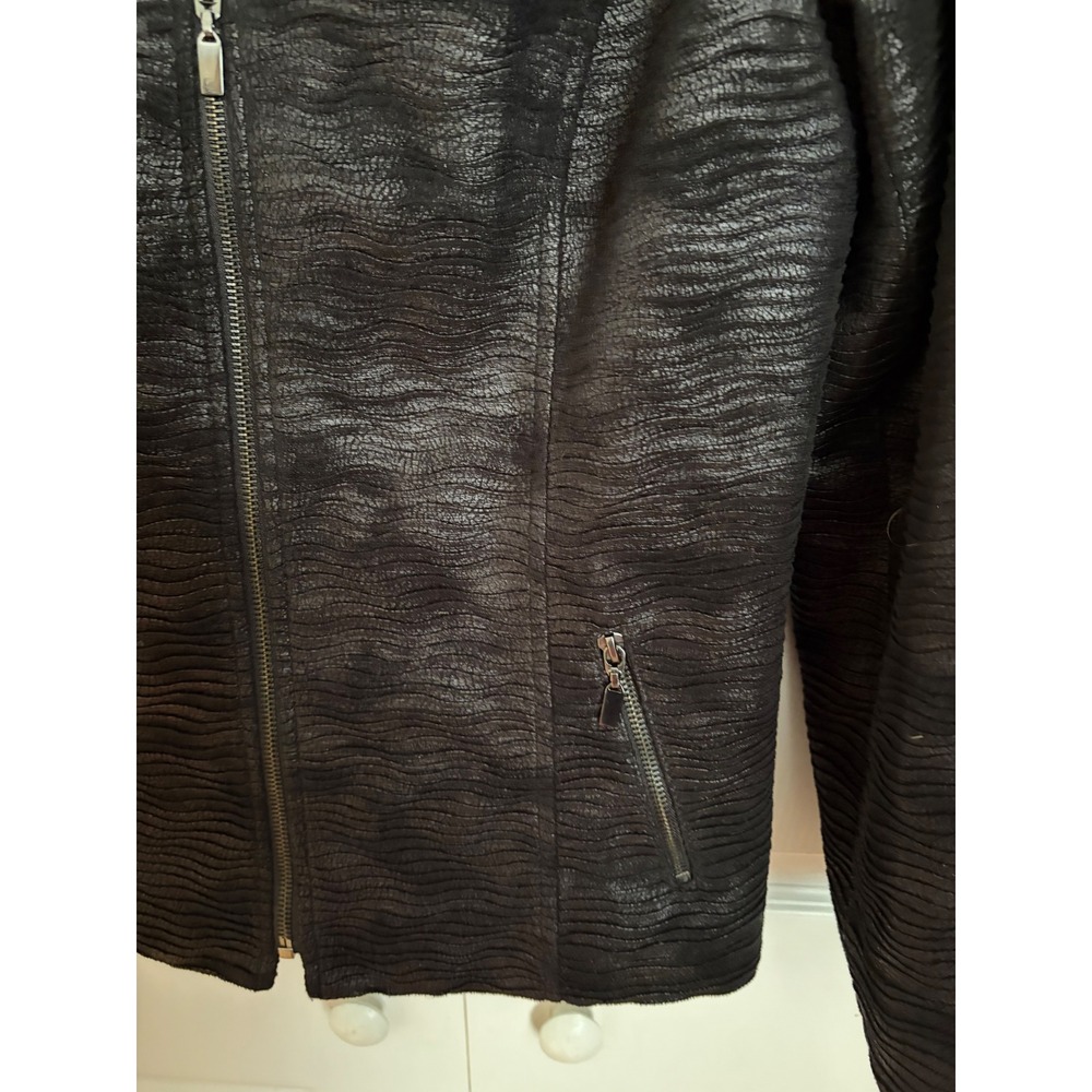 Conrad C Collection Womens Black Textured Zip Up Jacket Metallic JT11215M Size 8 - Picture 4 of 9
